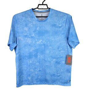 Mens Free Country Blue Tie Dye Micro Tech T Shirt Short Sleeve Crew Neck Size XL